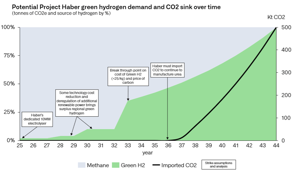 Strike Energy believes green hydrogen will become cost competitive for its Project Haber feedstock by 2033.