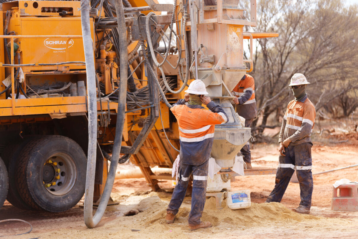 Drillers working on a rig at the Paddy's Lode discovery.
