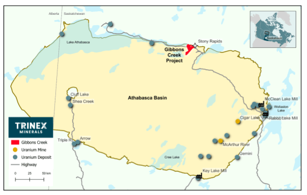 Gibbons, Creek, Uranium, Athabasca, Basin, Canada, Trinex, Minerals, TX3, Holes, Assay, Mineralisation, Intersect