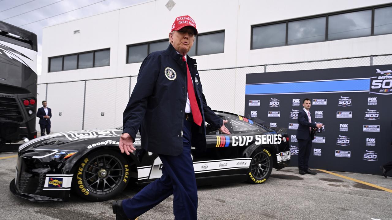 President Donald Trump attends the NASCAR Daytona 500 auto race at Daytona International Speedway last month.